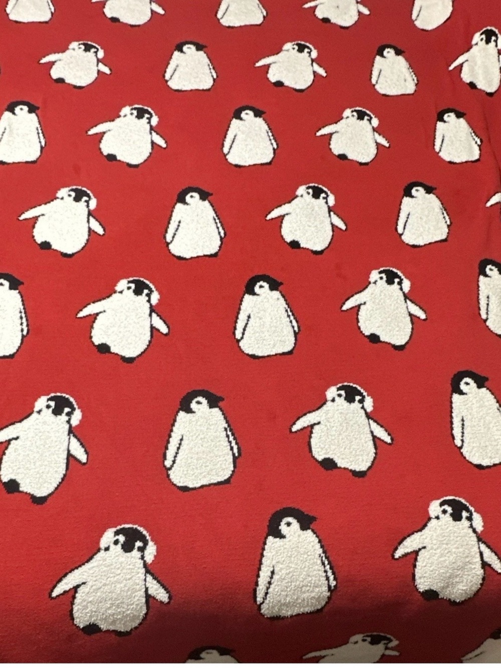 Cozy Red Penguin Throw Blanket by